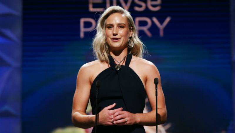 Elysse Perry after receiving the Belinda Clark Award &Acirc;&copy; Getty Images