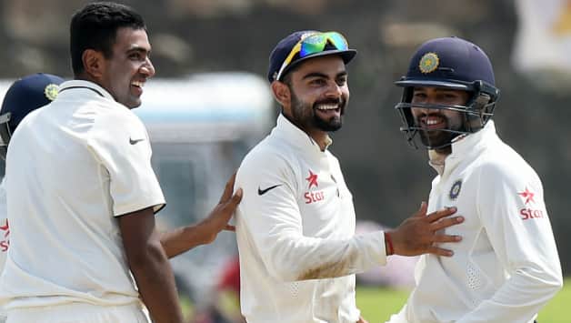 Ravichandran Ashwin, Virat Kohli and Rohit Sharma © AFP