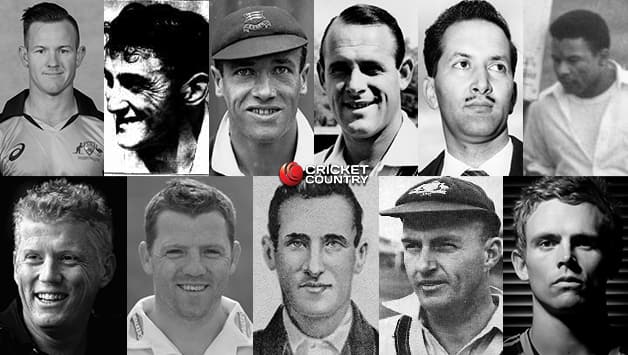 Top, from left: D’Arcy Short, Leo O’Brien (courtesy: Labor Daily), Jack O’Connor (England), Norm O’Neill, Basil D’Oliveira, Collie Smith Bottom, from left: Kevin O’Brien, Niall O’Brien, Jack O’Connor (Australia), Bill O’Reilly (courtesy: Wikimedia Commons), Steven O’Keefe © Getty Images