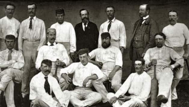 Richard Daft's XI that toured North America in 1879; William Oscroft is extreme right in middle row © Getty Images