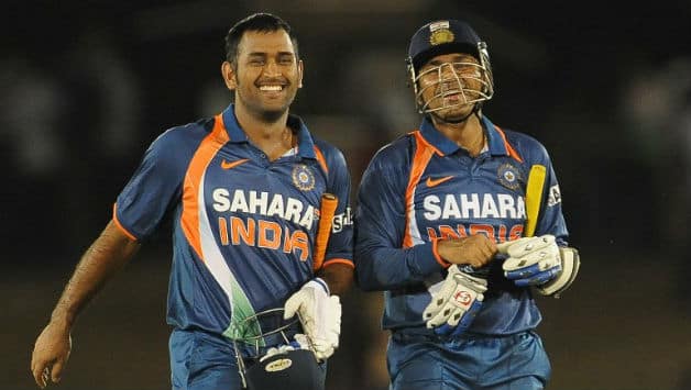 MS Dhoni (Left) and Virender Sehwag had together played many memorable innings for India © AFP
