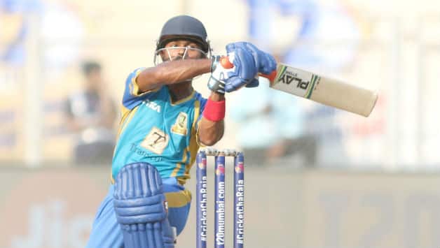 Sumit Ghadigaonkar from Triumph Knights Mumbai North East played a cameo of 41*(13) in match 12 of the T20 Mumbai League today © Press Release T20 Mumbai League