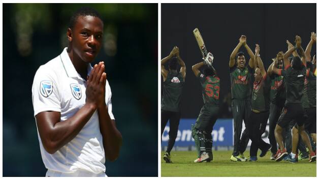 Kagiso Rabada and Bangladeshis doing Naagin dance © AFP