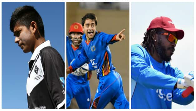 Sandeep Lamichhane, Rashid Khan and Chris Gayle © Getty Images
