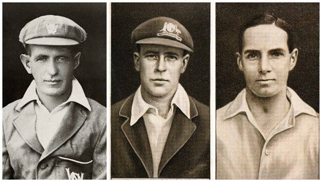 From left: Cigarette cards of Herbie Collins, Bill Ponsford, Herbert Sutcliffe © Getty Images