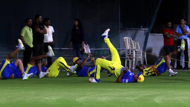 Chennai Super Kings team during their training session © IANS
