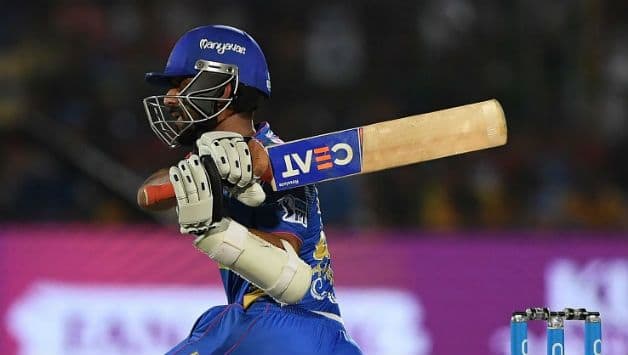 Ajinkya Rahane remained unbeaten on 65 for RR in a losing cause © AFP
