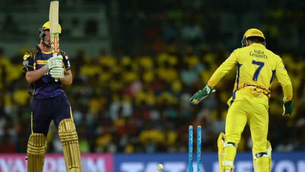 Birthday boy Chris Lynn gets bowled off Ravindra Jadeja © AFP