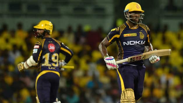 Dinesh Karthik and Andre Russell resurrected Kolkata's innings. They added 76 runs together © AFP
