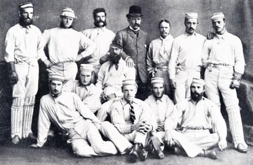 The 1878 Australians in England (courtesy: Wikimedia Commons) Back, from left: Jack Blackham, Tom Horan, George Bailey, Dave Gregory, John Conway (manager), Alec Bannerman, Charles Bannerman, Billy Murdoch Front, from left: Fred Spofforth, Francis Allan, William Midwinter, Tom Garrett, Henry Boyle