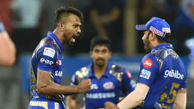 Hardik Pandya picked two wickets early-on to stop Chennai's flow of runs © AFP