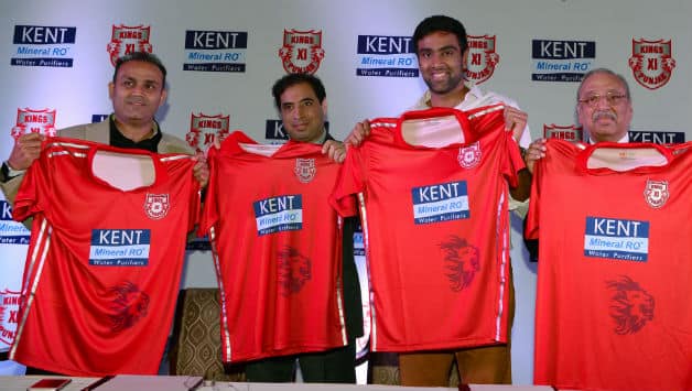 Ravichandran Ashwin (second from right) will lead KXIP in IPL 2018 © AFP