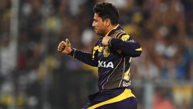 Kuldeep Yadav cleaned up Manish Pandey for 4 © AFP