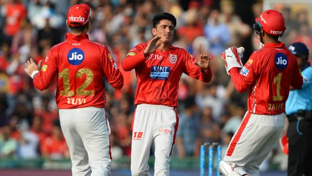 Mujeeb Zadran became the youngest player to make debut in Indian T20 league. He also became the youngest to scalp a wicket on debut. Zadran ended with figures of 2 for 28 © AFP