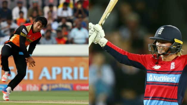 Rashid Khan (L) and Danielle Wyatt © BCCI & Getty Images