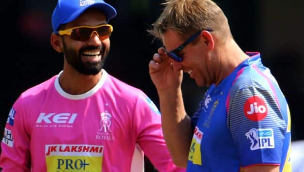 Ajinkya Rahane and Shane Warne (r) (Image courtesy: BCCI)