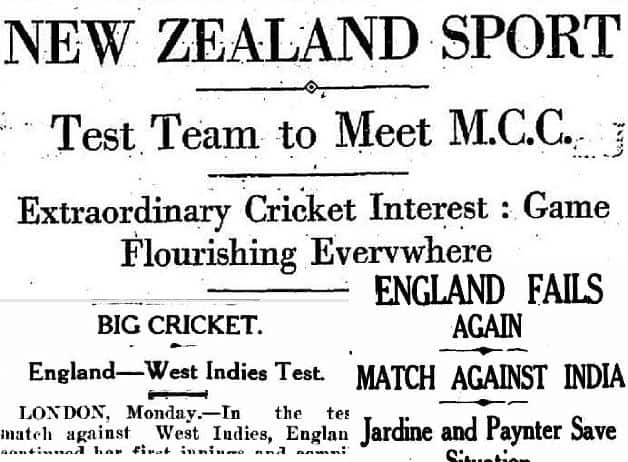 New Zealand England Christchurch 1929-30 West Indies Lord’s 1928 England India Lord’s 1932