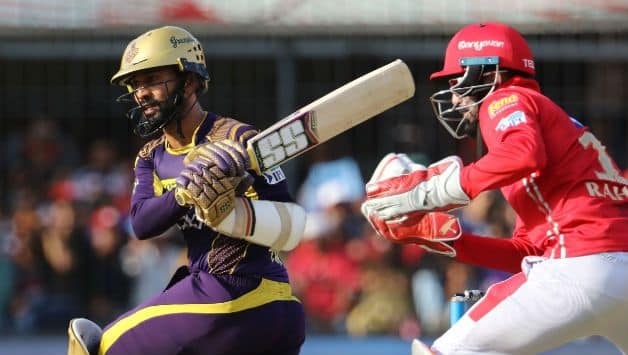 Dinesh Karthik provided KKR late-order fireworks propelling their score past 200 © BCCI
