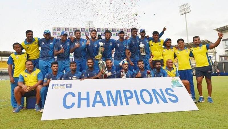 The victorious Galle team with the trophy &Acirc;&copy; Sri Lanka Cricket