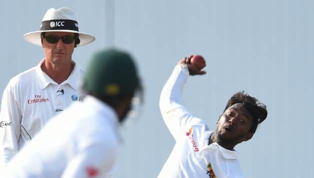 Akila Dananjaya has taken 2 wickets to add to his fifer in the first innings © AFP