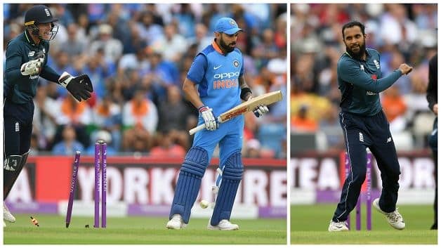 Virat Kohli Adil Rashid bowled England India 2018 ODI