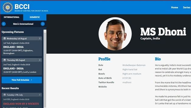 BCCI’s official website still lists MS Dhoni as Indian captain