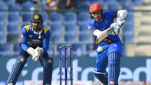 Rahmat Shah playing a shot during his 72 runs knock against Sri Lanka in Abu Dhabi (photo - getty)