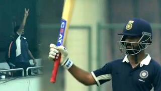 WATCH: Ajinkya Rahane raises bat before century; Suresh Raina gestures three more to go