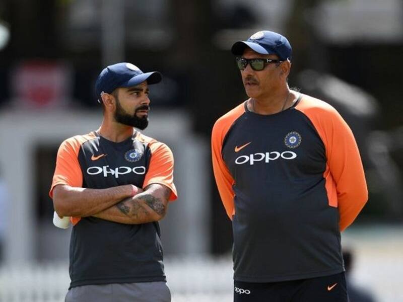 India skipper Virat Kohli and head coach Ravi Shastri. @ AFP