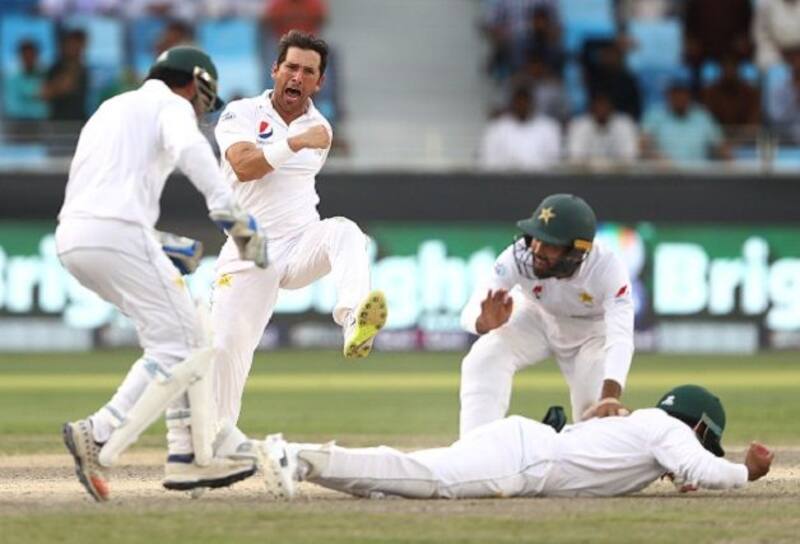 Yasir Shah's figures are the second-best match figures in all Tests for Pakistan, behind former captain and current prime minister Imran Khan's 14-116 against Sri Lanka in Lahore in 1982. @ Getty Images