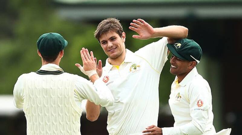 Aaron Hardie of Cricket Australia XI, who got the prized scalp of Kohli on 64.  &Acirc;&copy; Getty