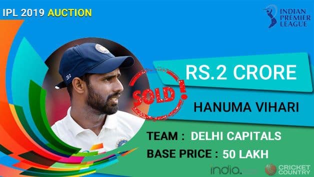 IPL Auction 2019: Hanuma Vihari first purchase at Rs 2 crore by Delhi Capitals