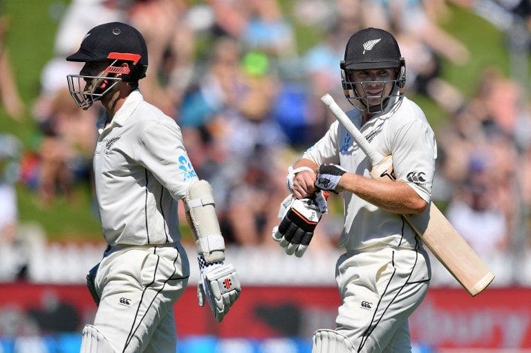 Relieved Test centurion Tom Latham thanks Kane Williamson for making his job easier