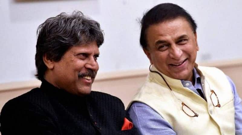 Former India captains Kapil Dev and Sunil Gavaskar. @ PTI