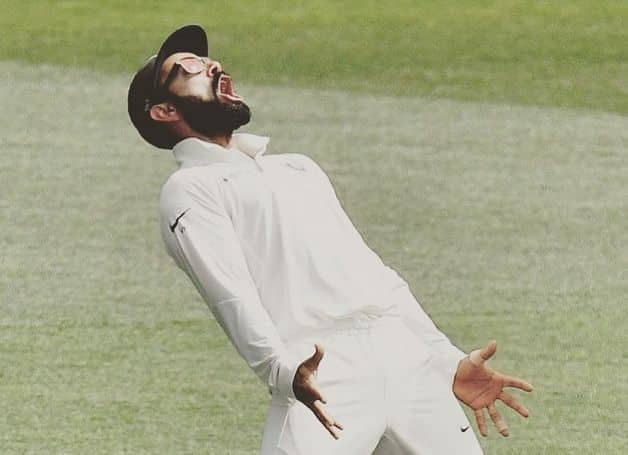 India captain Virat Kohli is ecstatic after the victory in Adelaide. @ Twitter
