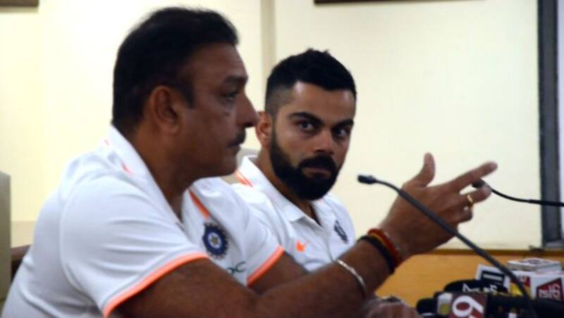 Virat Kohli and Ravi Shastri in mumbai pc