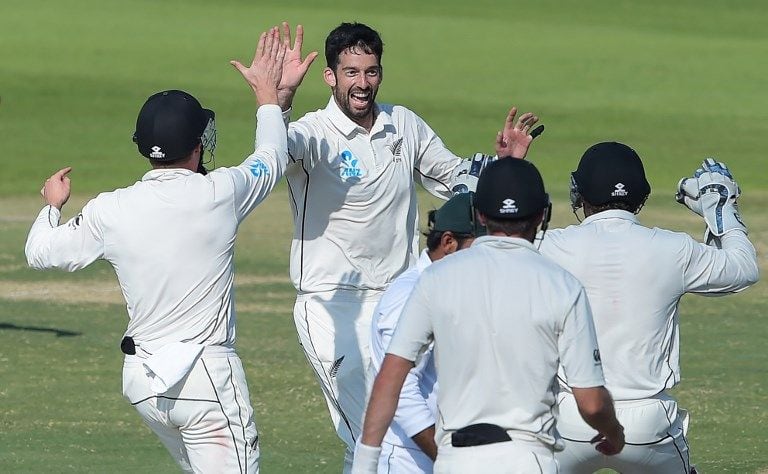 Will Somerville claimed seven wickets on Test debut.