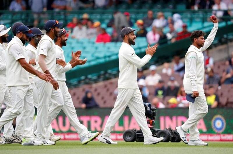 Australia were placed at 6/0 in 4 overs after Kuldeep Yadav's five-wicket haul in his maiden Test Down Under helped India bowl the home team out for 300 in the first innings. @ ICC