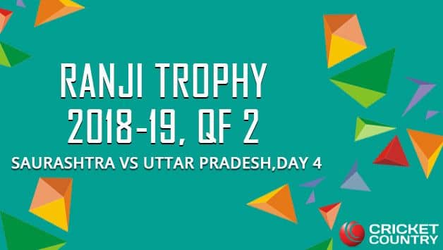After bundling out Uttar Pradesh for 194 in their second innings early on day four of the Ranji Trophy 2018-19 quarter-final match, Saurashtra finished the day at 195/2 in chase of 373 to win