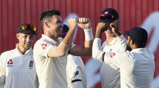 James Anderson claimed an England record-equalling 27th Test five-wicket haul on Thursday as the tourists bowled out the West Indies for 289 in the first Test in Barbados.