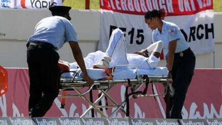 Windies cricketer Keemo Paul was stretchered from field after he suffered a right quadricep strain