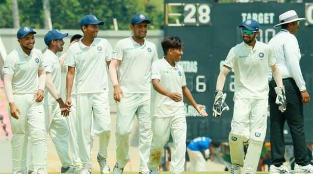 Left arm-spinner Manishi claimed 5/58 as India Under-19 dismissed South Africa Under-19 for 152 before the Indian batsmen led by Yashasvi Jaiswal (81*) consolidated India’s position on day one