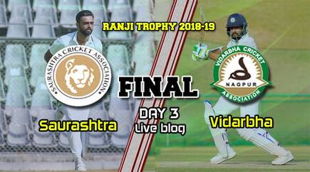 Highlights, Ranji Trophy 2018-19 Final, Day 3, Full Cricket Score and Result: Saurashtra all out for 307; Vidarbha lead by 60 runs