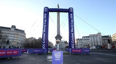 The famous monument in London’s Trafalgar Square became part of a set of giant wickets