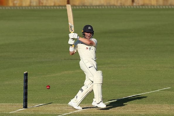 Victoria's Marcus Harris hit his third consecutive Sheffield Shield final hundred.