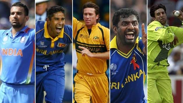 Glenn Mcgrath, Muttiah Muralitharan, Wasim Akram, Chaminda Vaas, Zaheer Khan ICC World Cup