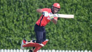 Hong Kong’s captain Anshuman rath asks Harbhan Singh for 100 Rs after winning a bet relating kedar Jadhav