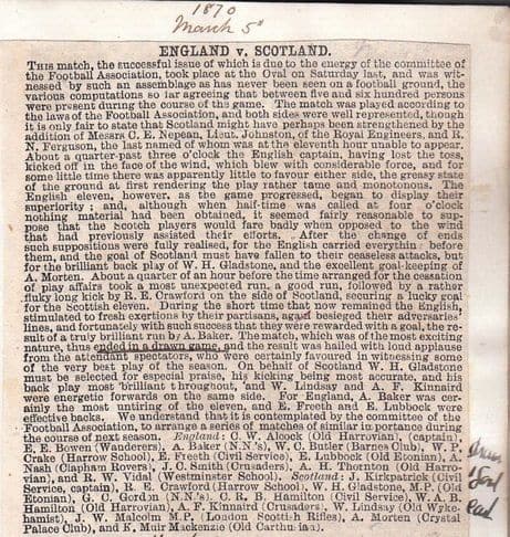 England vs Scotland football match 1870