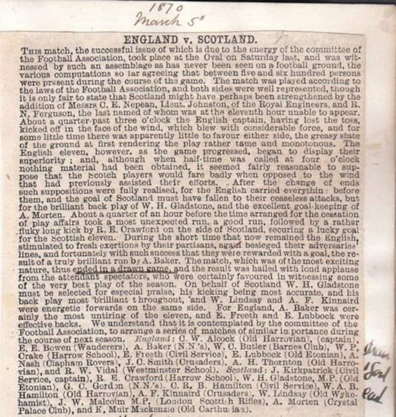 England vs Scotland football match 1870