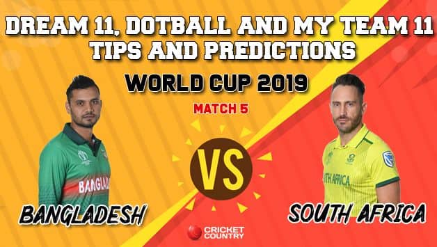 Dotball Prediction, Dream11 Prediction, My Team 11 Prediction: BAN vs SA Cricket World Cup 2019, Match 5 Team Best Players to Pick for Today’s Match between Bangladesh and South Africa at 3 PM